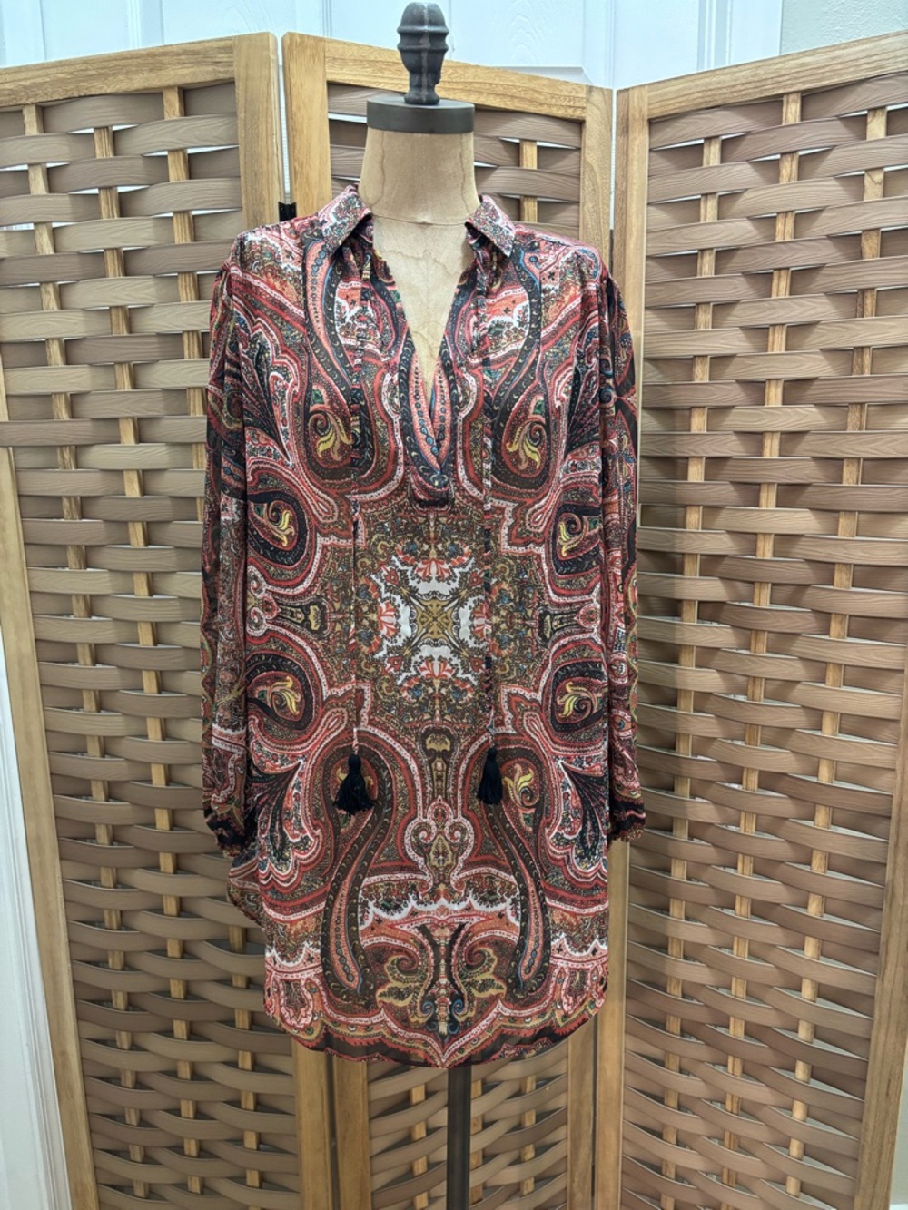 Alice + Olivia Sterling Half Placket Tunic Top Multi Print